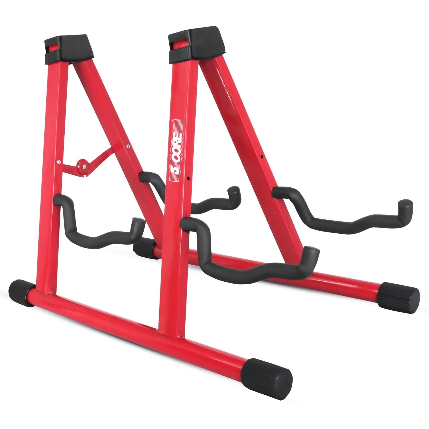 5CORE Double Guitar Stand | Adjustable & Foldable A-Frame for Acoustic & Electric Guitars (Red)