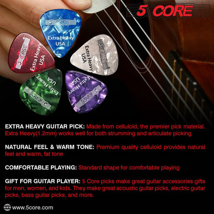 5CORE 1.2mm Celluloid Extra Heavy Guitar Pick (Purple)