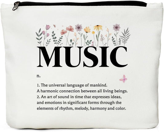 Inspirational Music Definition Cosmetic Bag, Music Gifts Makeup Bag, Cool Gifts for Music Lovers, Music Teacher Gifts, Birthday Appreciation Gifts for Women Musician Friends Coworker Music Lovers