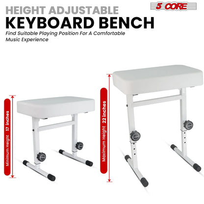 5CORE Keyboard Bench Piano Stool Thick Padded Seat Height Adjustable Keyboard Chair