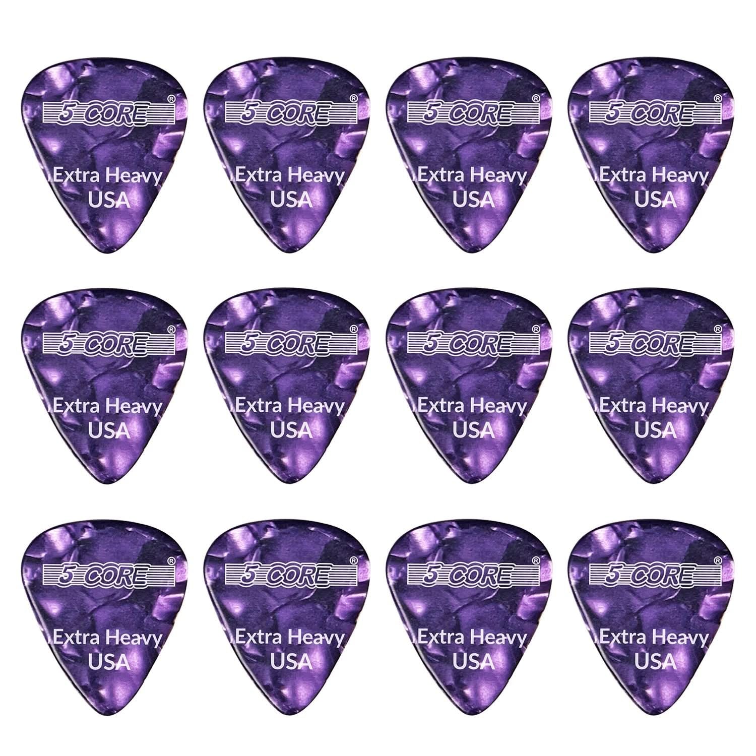 5Core Guitar Picks 1.2Mm Celluloid Extra Heavy Gauge Pick - Acoustic Electric Bass Guitars PURPLE