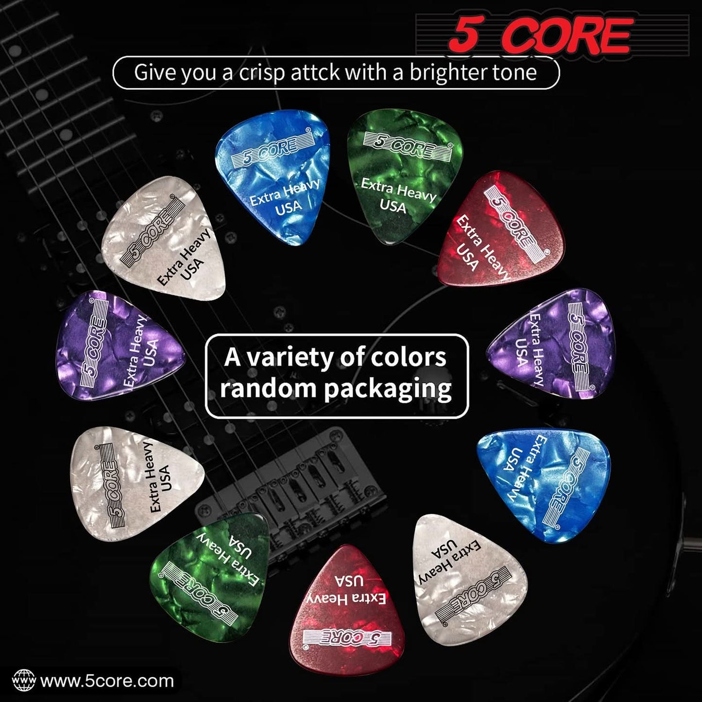 5CORE 1.2mm Celluloid Extra Heavy Guitar Pick (Purple)