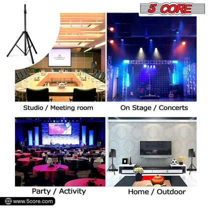 5Core Speaker Stand Tripod Tall Adjustable 72 Inch DJ Studio Monitor Stands Pole Mount BLACK