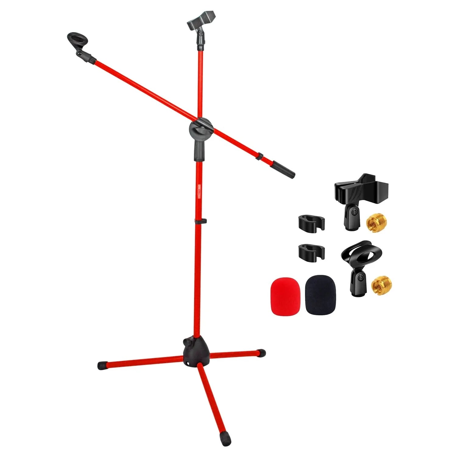 5Core Tripod Mic Stand Adjustable Heavy Duty Floor Holder Microphone Boom Arm RED