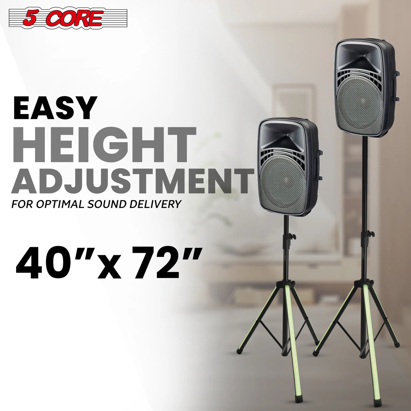 5Core Speaker Stand Tripod W RGB Lights Adjustable 72 Inch DJ Studio Monitor Stands