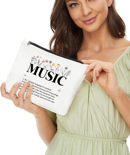 Inspirational Music Definition Cosmetic Bag, Music Gifts Makeup Bag, Cool Gifts for Music Lovers, Music Teacher Gifts, Birthday Appreciation Gifts for Women Musician Friends Coworker Music Lovers