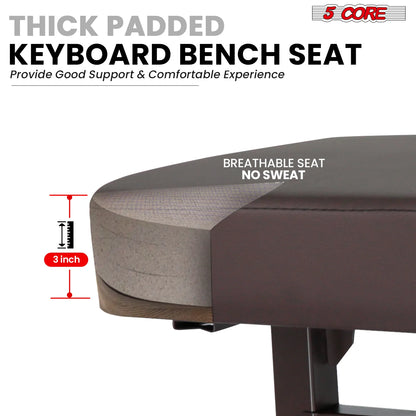 5CORE Keyboard Bench Piano Stool Thick Padded Seat Height Adjustable Keyboard Chair