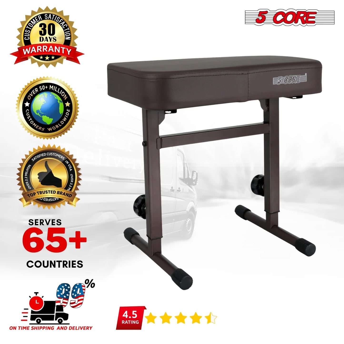 5CORE Keyboard Bench Piano Stool Thick Padded Seat Height Adjustable Keyboard Chair