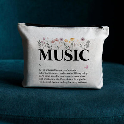 Inspirational Music Definition Cosmetic Bag, Music Gifts Makeup Bag, Cool Gifts for Music Lovers, Music Teacher Gifts, Birthday Appreciation Gifts for Women Musician Friends Coworker Music Lovers