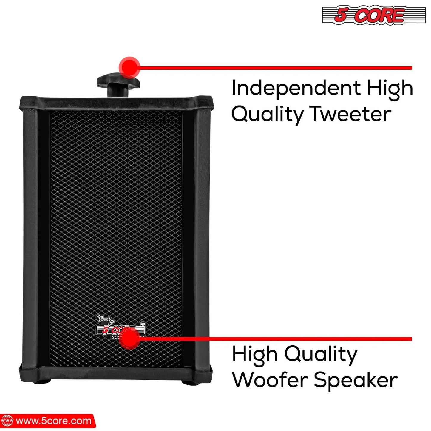 5Core 100W In-Wall Outdoor Stereo Speakers – High-Performance Passive Home Audio System